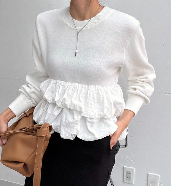  「バルーンティアードプルオーバー」|ニット・セーター|オフホワイト