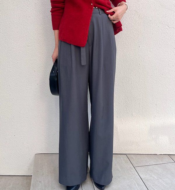  「ダブルタックワイドパンツ」|チノ|グレー