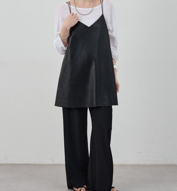  「《レイヤードにも◎》レザーチュニックキャミ」|シャツ・ブラウス|