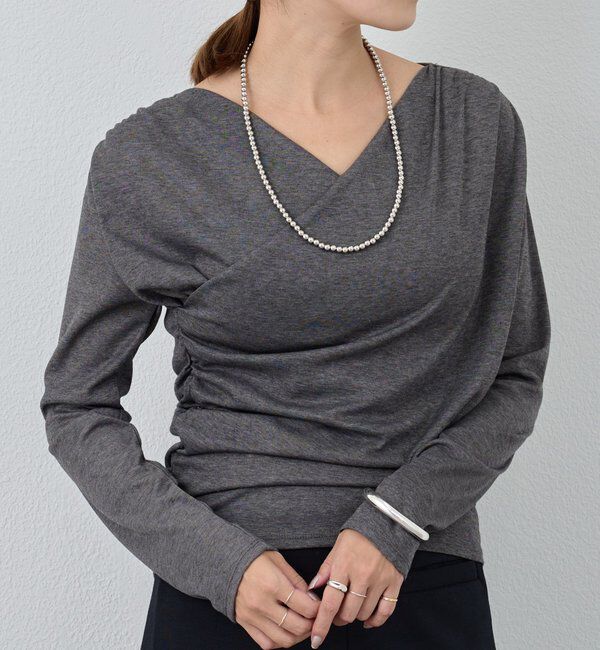  「カシュクールカットソー」|Tシャツ・カットソー|グレー