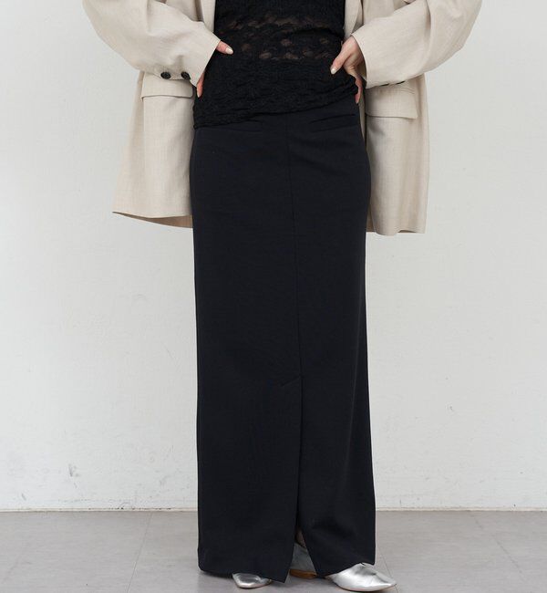  「ポンチIラインスカート」|スカート|ブラック