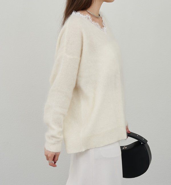  「レースＶネックウールニット」|ニット・セーター|