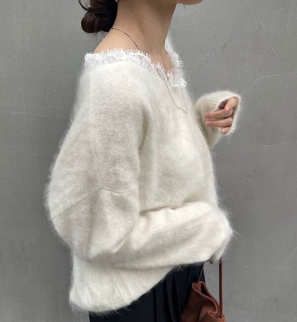  「レースＶネックウールニット」|ニット・セーター|