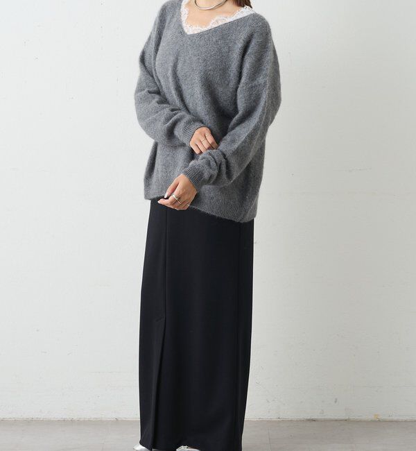  「レースＶネックウールニット」|ニット・セーター|