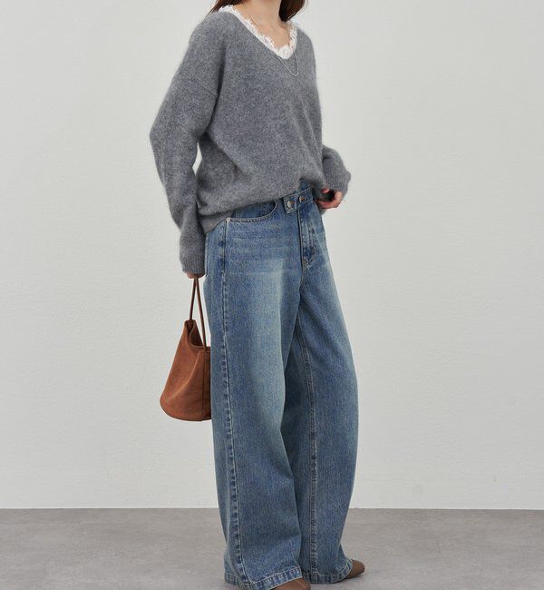  「レースＶネックウールニット」|ニット・セーター|