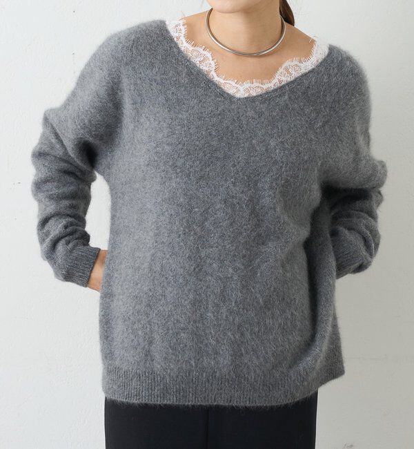  「レースＶネックウールニット」|ニット・セーター|