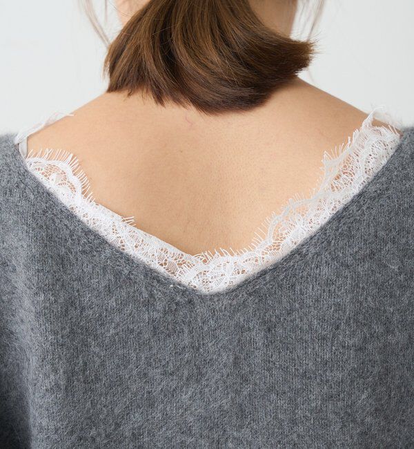  「レースＶネックウールニット」|ニット・セーター|