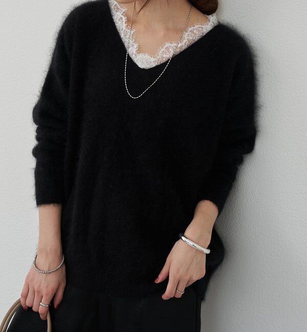  「レースＶネックウールニット」|ニット・セーター|