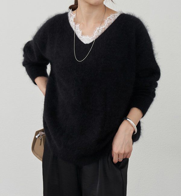 「レースＶネックウールニット」|ニット・セーター|