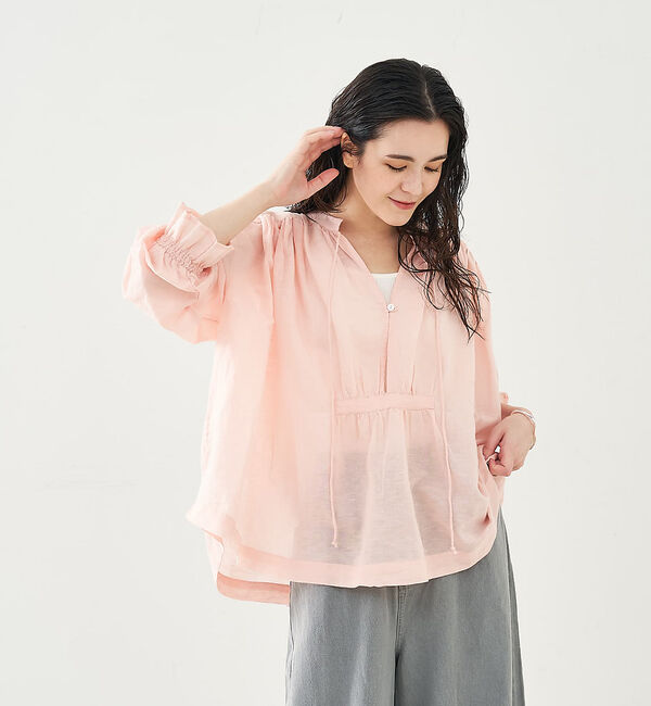 collex「リネンコットンギャザーブラウス」|シャツ・ブラウス|