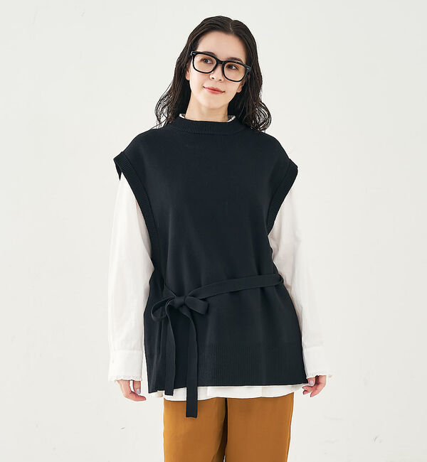 collex「ベルト付バックスリットニットベスト」|ベスト・ジレ|