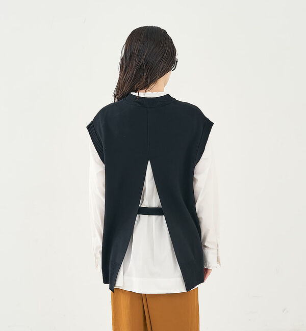 collex「ベルト付バックスリットニットベスト」|ベスト・ジレ|