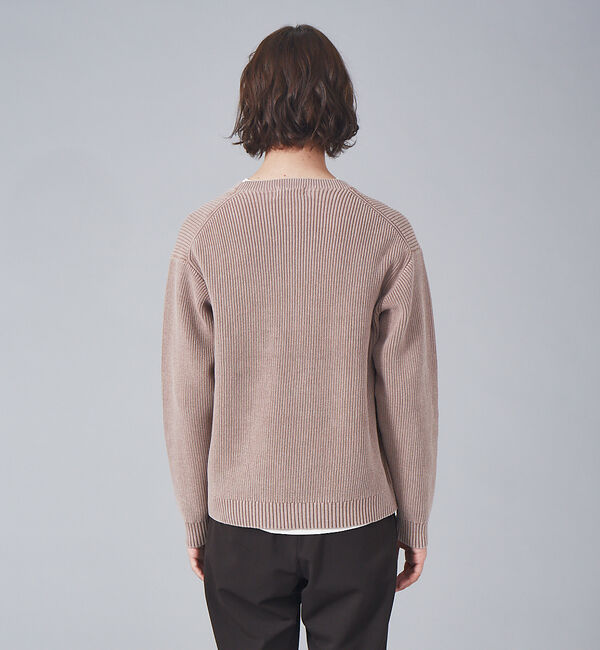 ABAHOUSE「畦編みフェードカラー コットン プルオーバー クルーネックニット」|ニット・セーター|