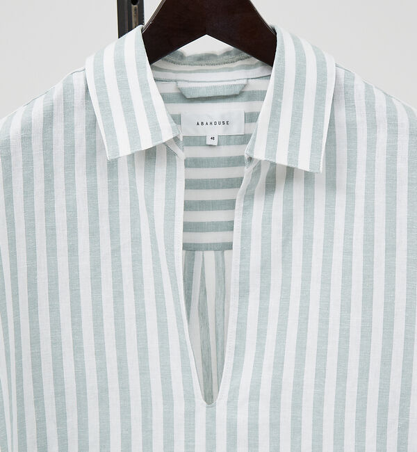 ABAHOUSE「【リネンブレンド】スキッパー プルオーバーシャツ」|シャツ・ブラウス|