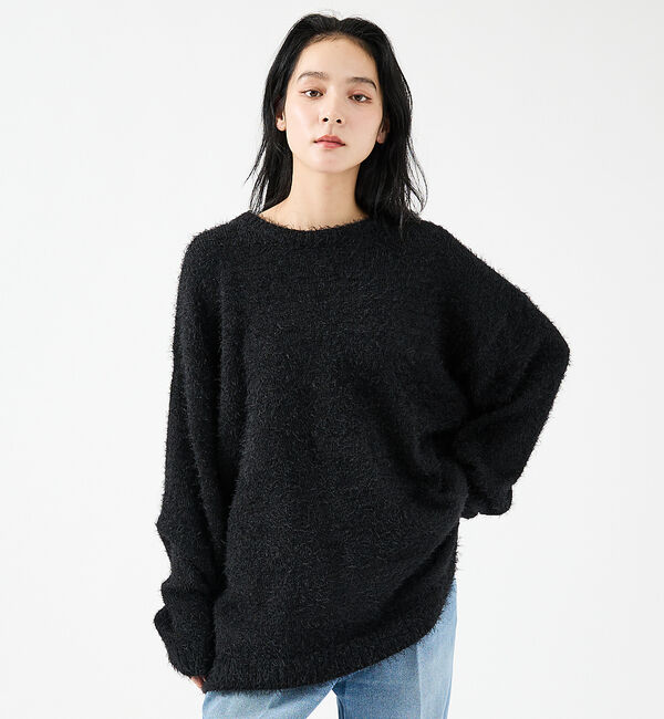 ABAHOUSE「【Revo.レボ】 モヘアライク オーバーニット/ルーズフィット /ユニセックス」|ニット・セーター|ブラック