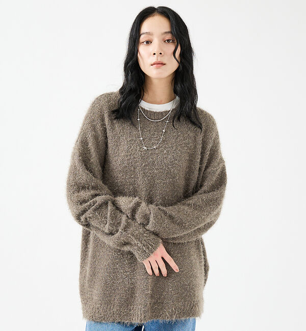 ABAHOUSE「【Revo.レボ】 モヘアライク オーバーニット/ルーズフィット /ユニセックス」|ニット・セーター|グレー