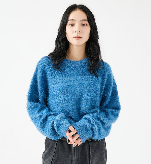 ABAHOUSE「【Revo.レボ】 モヘアライク オーバーニット/ルーズフィット /ユニセックス」|ニット・セーター|ブルー