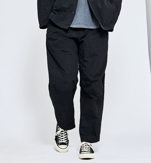 ABAHOUSE「【セットアップ対応】TUCK＆DARTS ワッシャーナイロン ワイドテーパードパ」|その他|ブラック