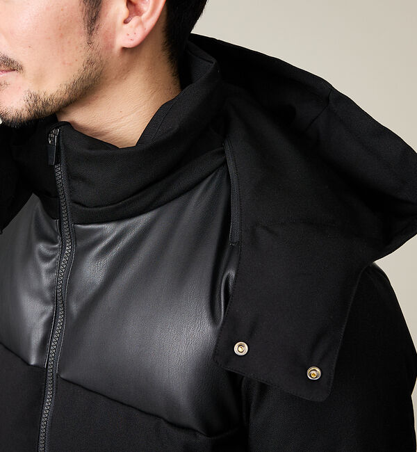 ABAHOUSE「【700FP】レザーライクコンビ ダウンジャケット」|ダウン|