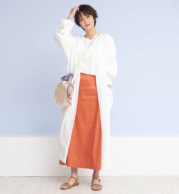 Rouge vif「リネンコートドレス」|その他|ホワイト