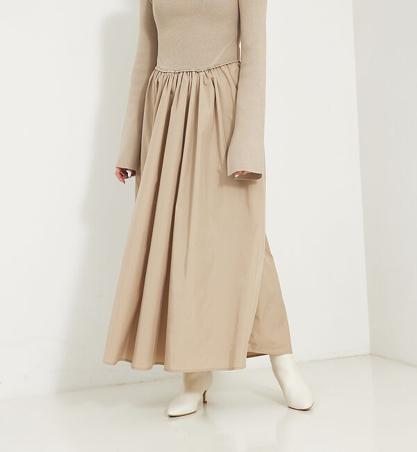 Rouge vif「スリーブフレアニット&times;布帛コンビワンピース」|ワンピース|