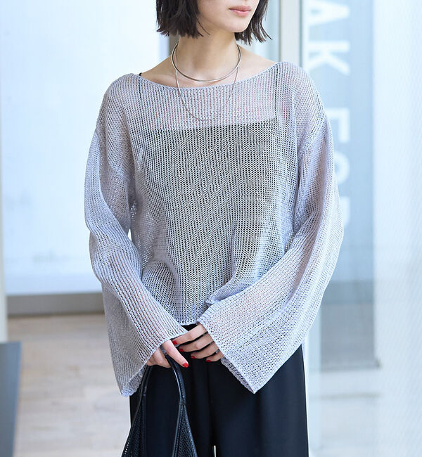 Rouge vif「シアーメッシュペーパーニットプルオーバー」|ニット・セーター|ブルー