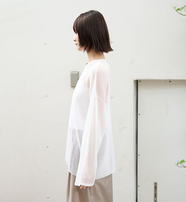 Rouge vif「スキッパー風透かしメッシュニット」|ニット・セーター|