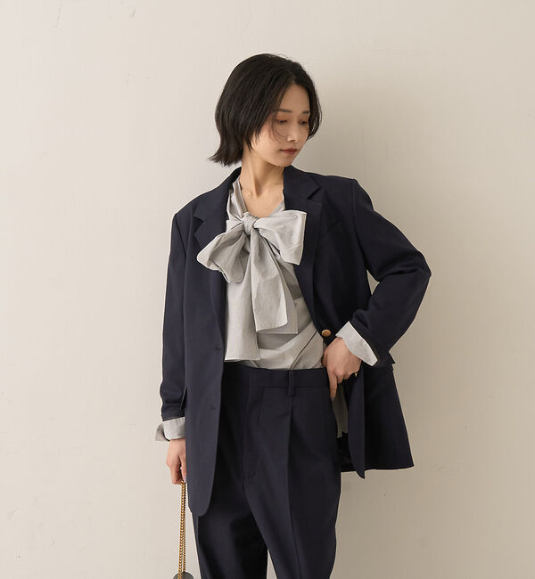 Rouge vif「コットンチェックリボンブラウス」|シャツ・ブラウス|