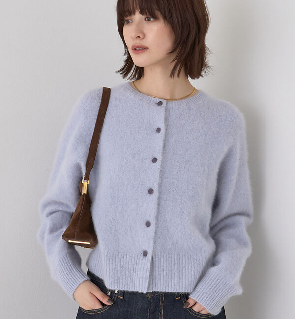 Rouge vif「フォックスウールクルーネッククルミ釦カーディガン」|カーディガン|サックスブルー