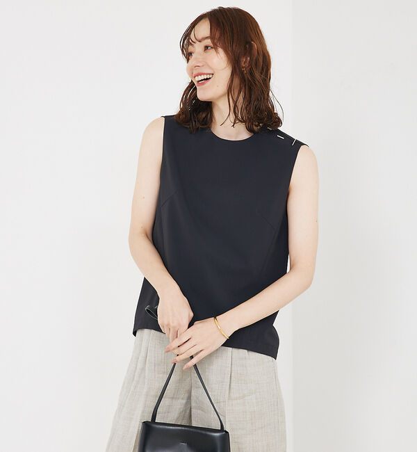 qualite「コクーンノースリーブ」|キャミソール|ブラック