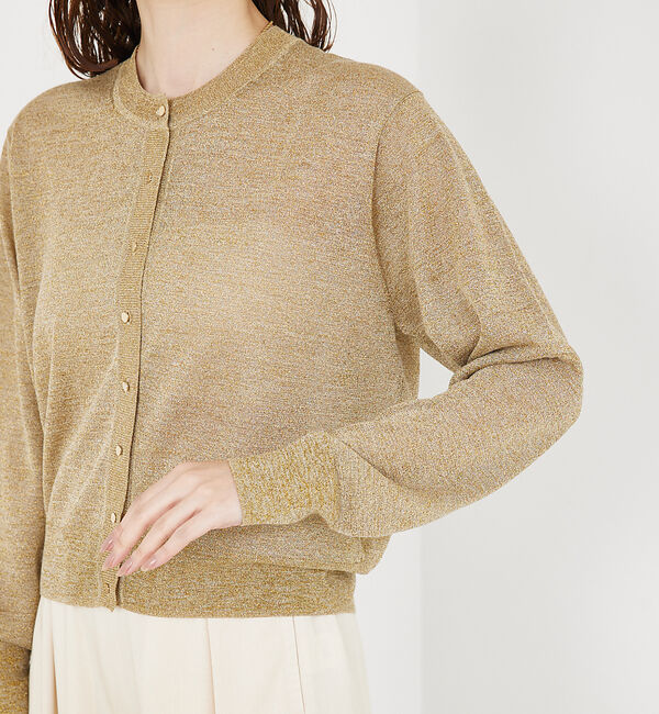 qualite「【夏の羽織りにおすすめ】ラメハイゲージニットカーデ」|カーディガン|