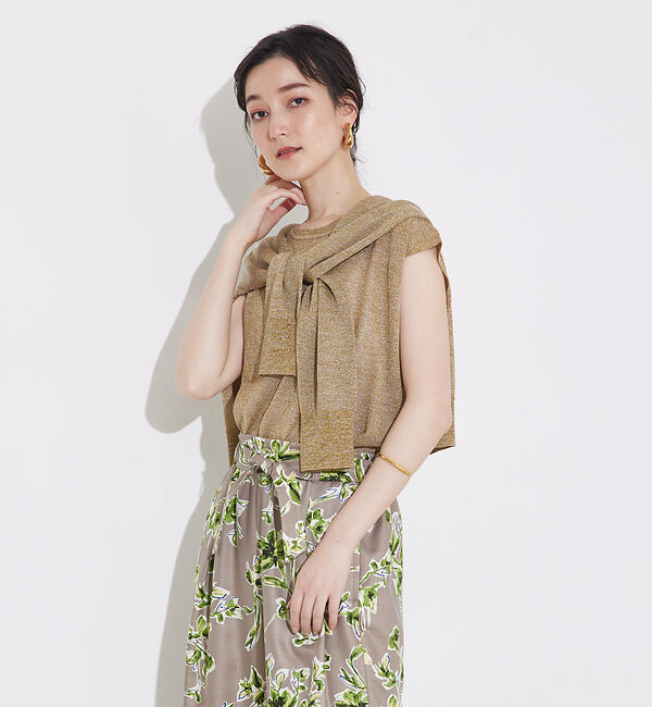 qualite「【夏の羽織りにおすすめ】ラメハイゲージニットカーデ」|カーディガン|