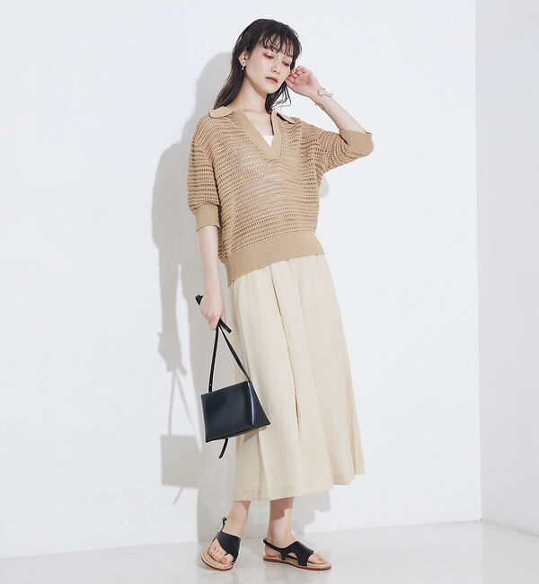 qualite「ガーターポロ襟ニット」|ニット・セーター|