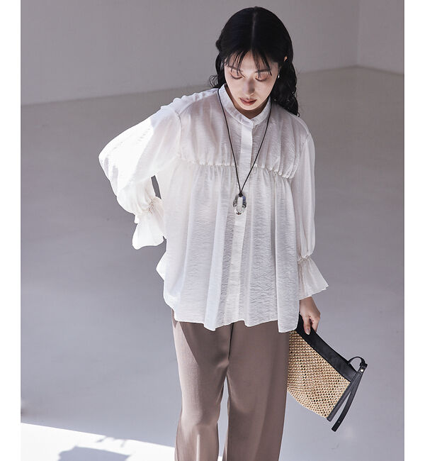 qualite「シャーリングパフスリーブシャツ」|シャツ・ブラウス|