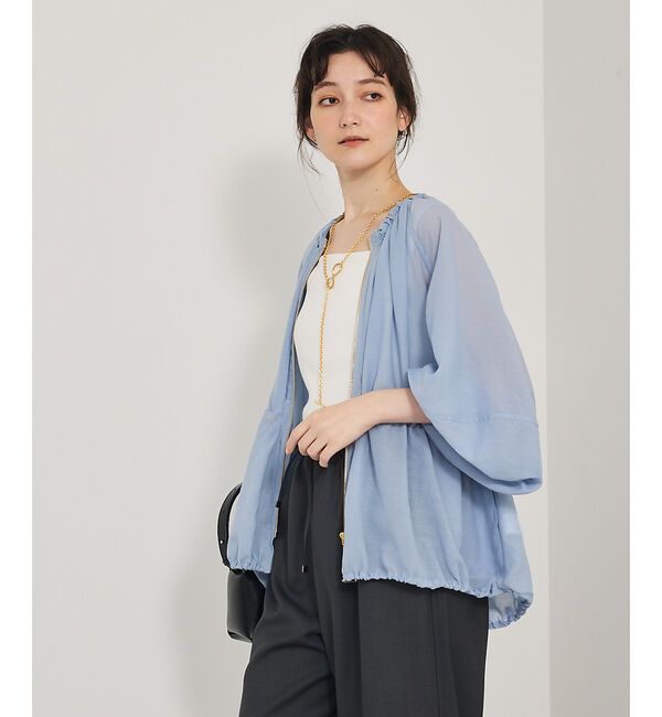 qualite「ラウンドスリーブギャザーブルゾン」|ブルゾン・スタジャン|