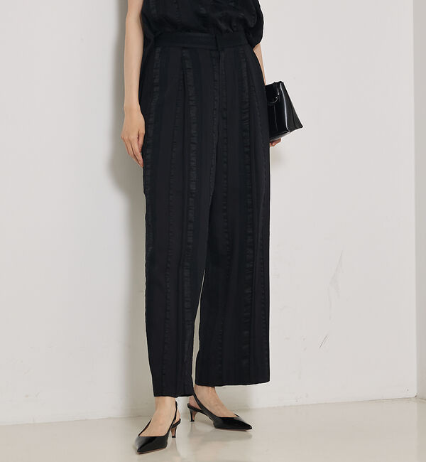 qualite「【セットアップ対応】キュプラストライプパンツ」|その他|ブラック