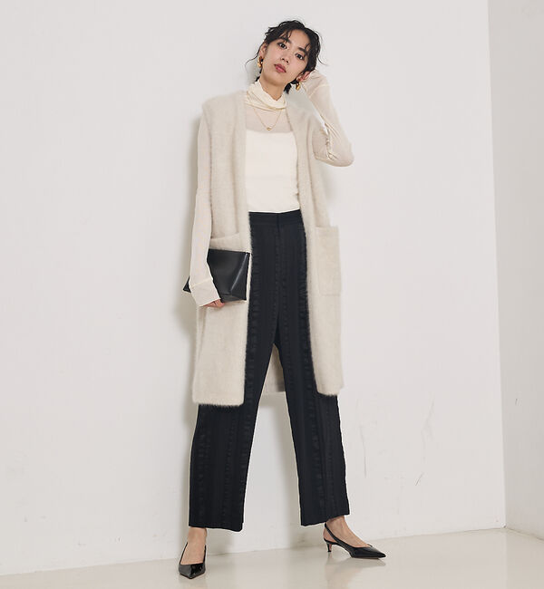 qualite「【大人気ジレが今季verに！】フォックスカシミアロングジレ」|ニット・セーター|