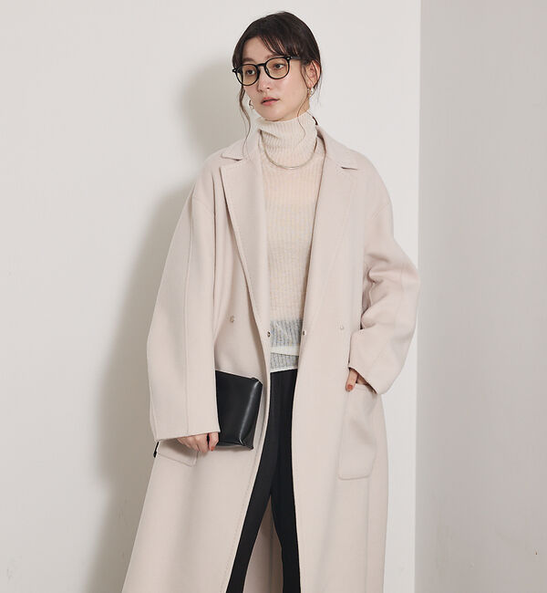 qualite「【毛玉になりにくい】ダブルフェイスチェスターコート」|その他|ライトベージュ