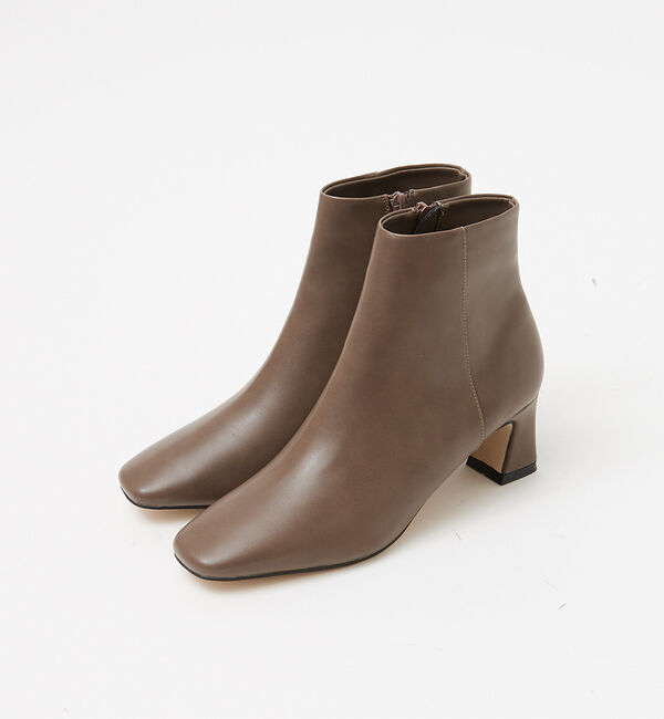 AU BANNISTER「【LAROUTE】スクエアトゥブーツ」|ショートブーツ|チャコールグレー