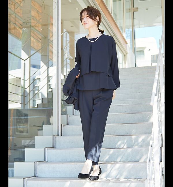 abahouse mavie「【エニデイカセット】ノーカラージャケット＆バックフレアパンツセットアップ」|スーツ|