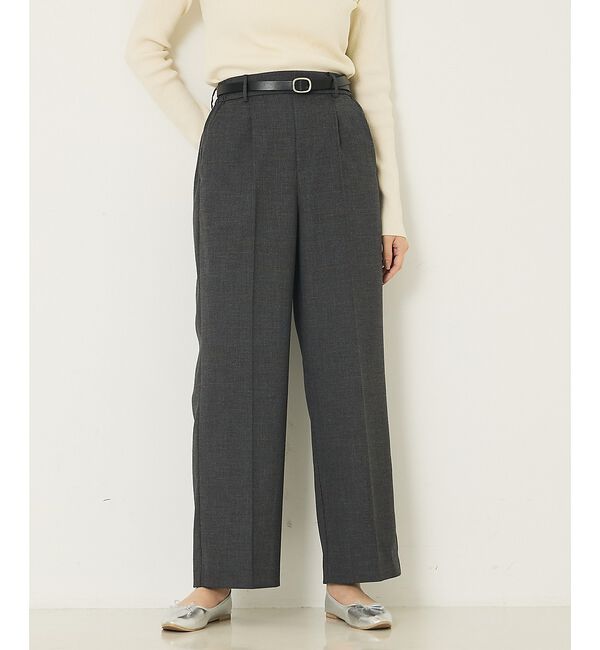 abahouse mavie「【セットアップ対応】グレンチェックセミワイドパンツ」|その他|チャコールグレー