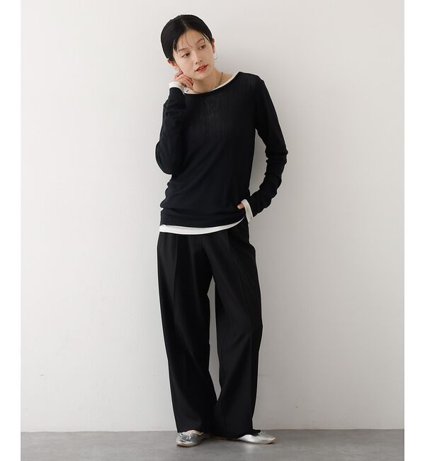 abahouse mavie「【後ろウエストゴム】タックワイドスラックス　m_01/シーズンレス/メンズライク」|その他|