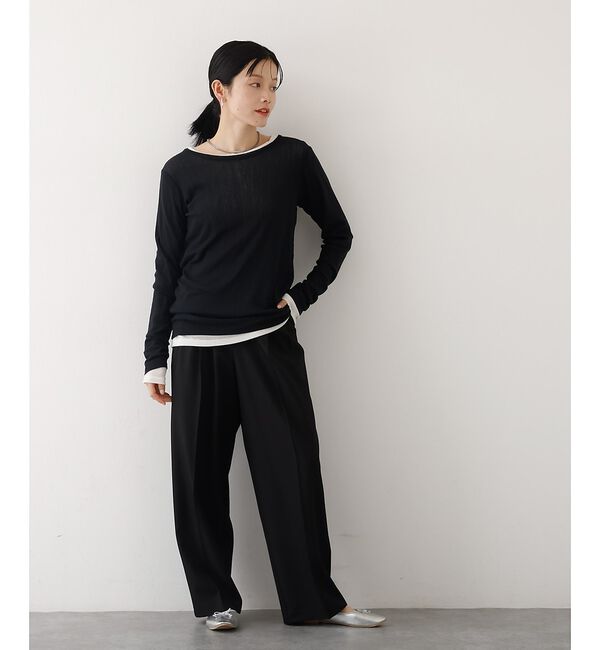 abahouse mavie「【後ろウエストゴム】タックワイドスラックス　m_01/シーズンレス/メンズライク」|その他|