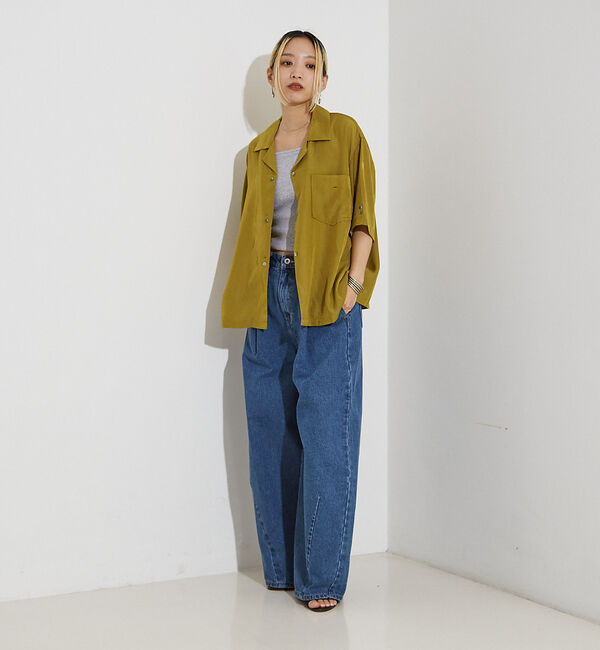 NOMINE「タック ボリューム デニムパンツ」|デニム|