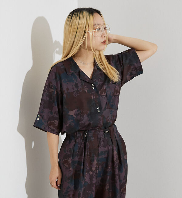 NOMINE「【セットアップ着用可】スプラッシュプリント 開襟 シャツ」|シャツ・ブラウス|