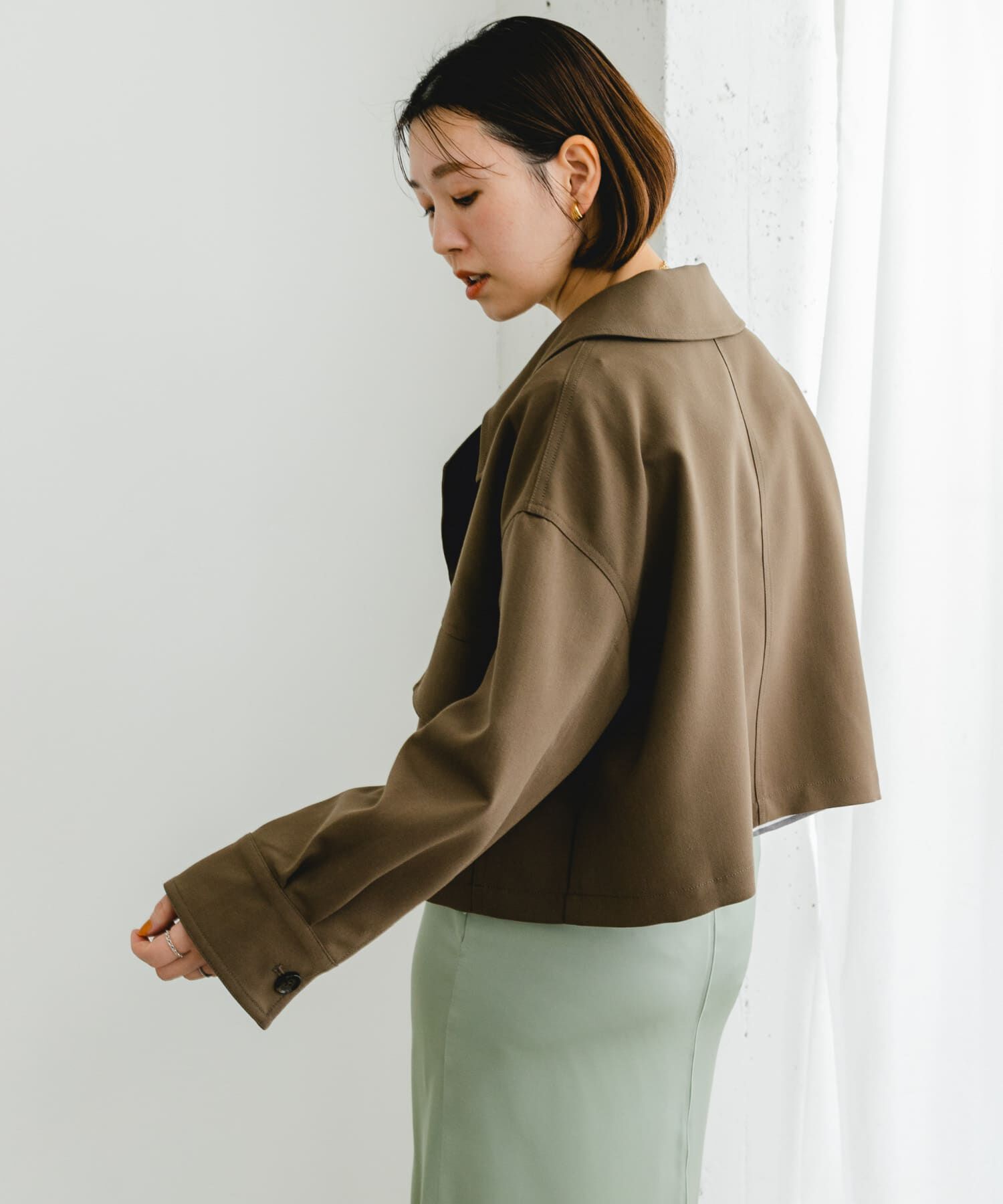 URBAN RESEARCH ROSSO「F by ROSSO　ビッグカラーダブルショートコート」|ノーカラーコート|