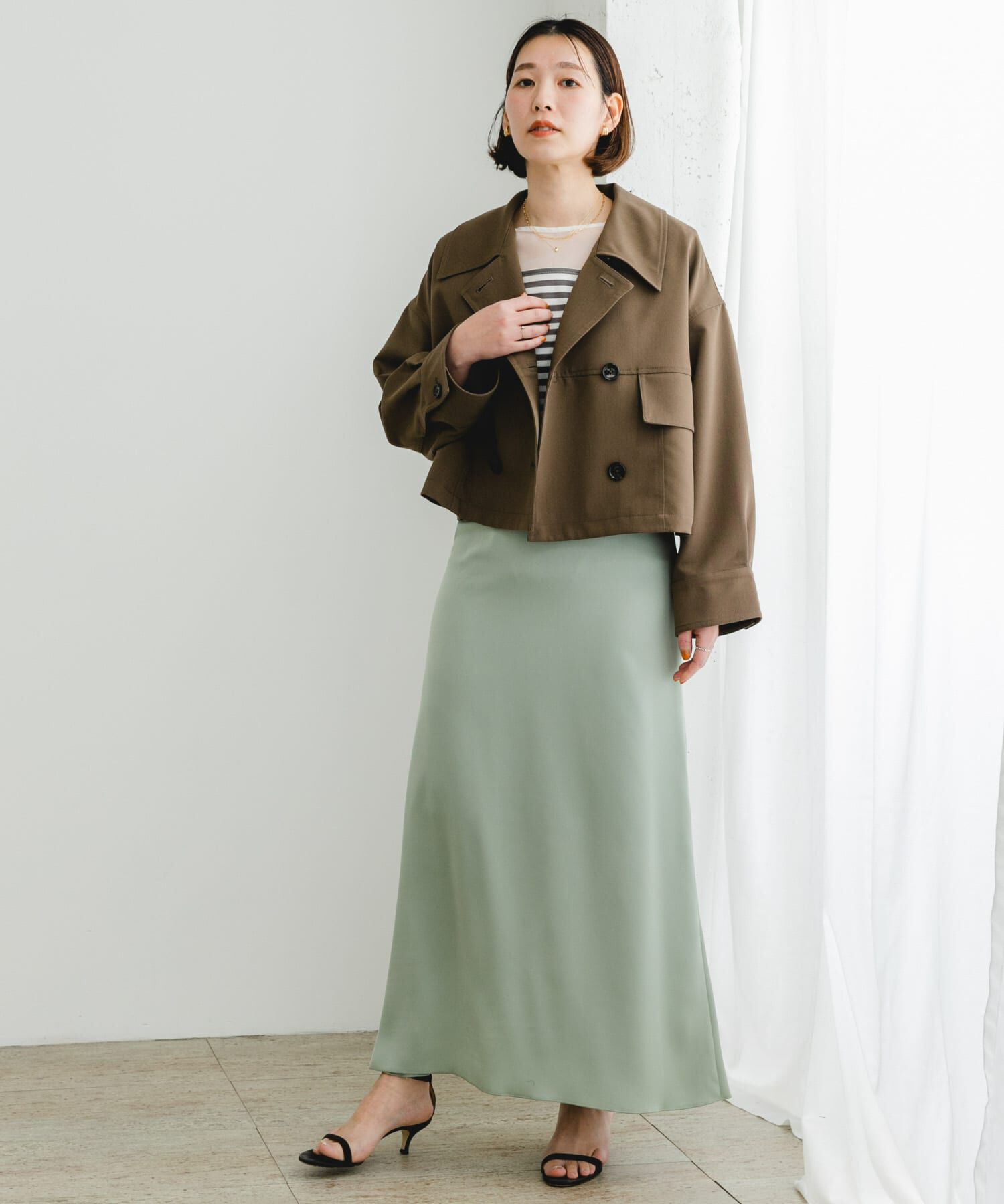 URBAN RESEARCH ROSSO「F by ROSSO　ビッグカラーダブルショートコート」|ノーカラーコート|