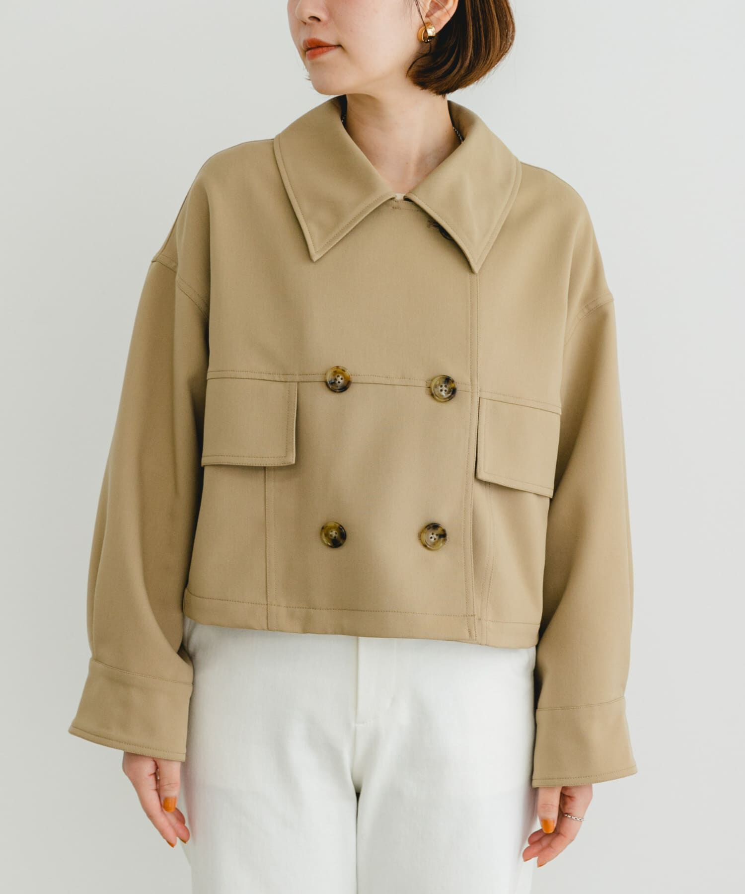 URBAN RESEARCH ROSSO「F by ROSSO　ビッグカラーダブルショートコート」|ノーカラーコート|