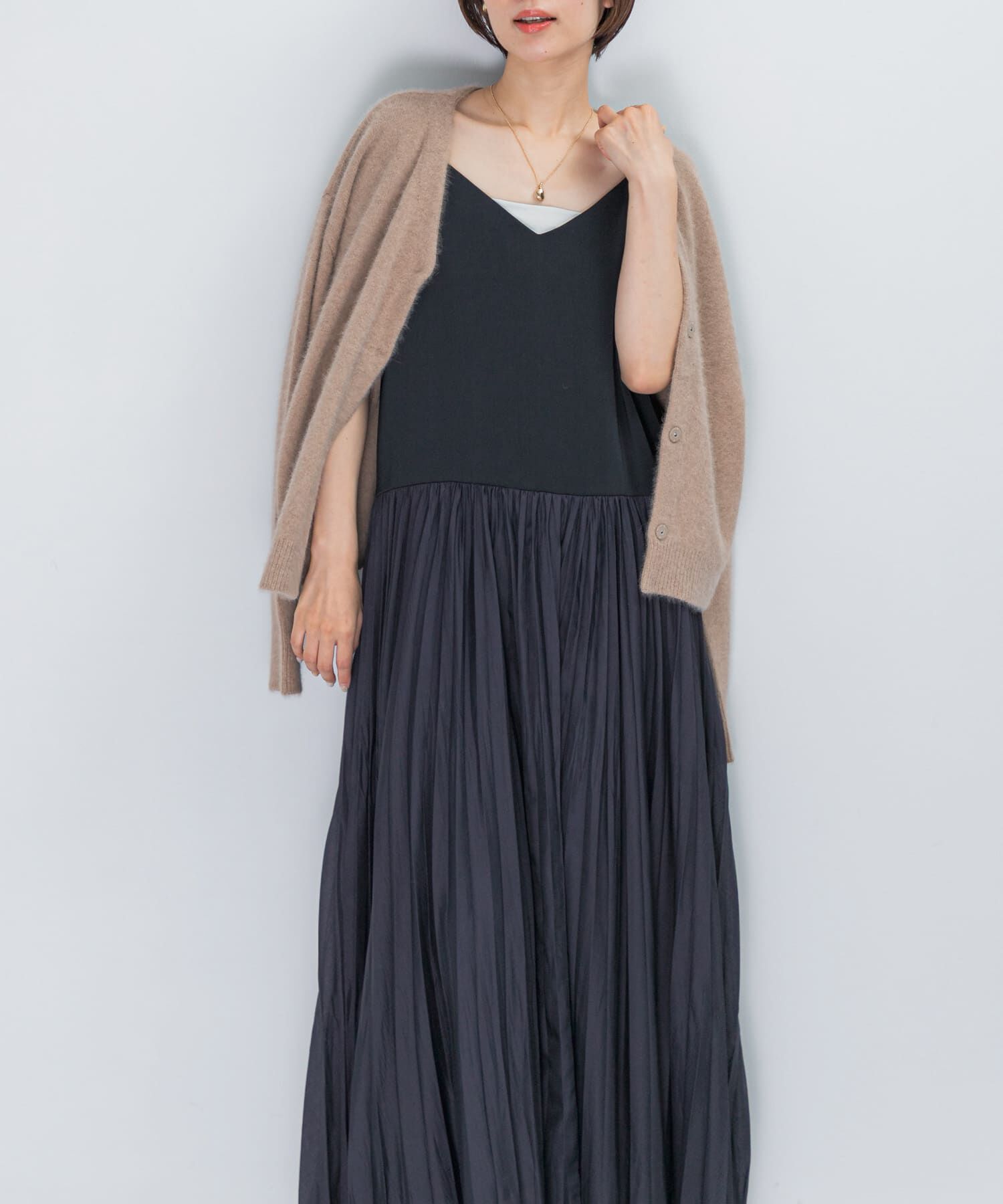 URBAN RESEARCH ROSSO「プリーツドッキング2WAYキャミワンピース」|ワンピース|