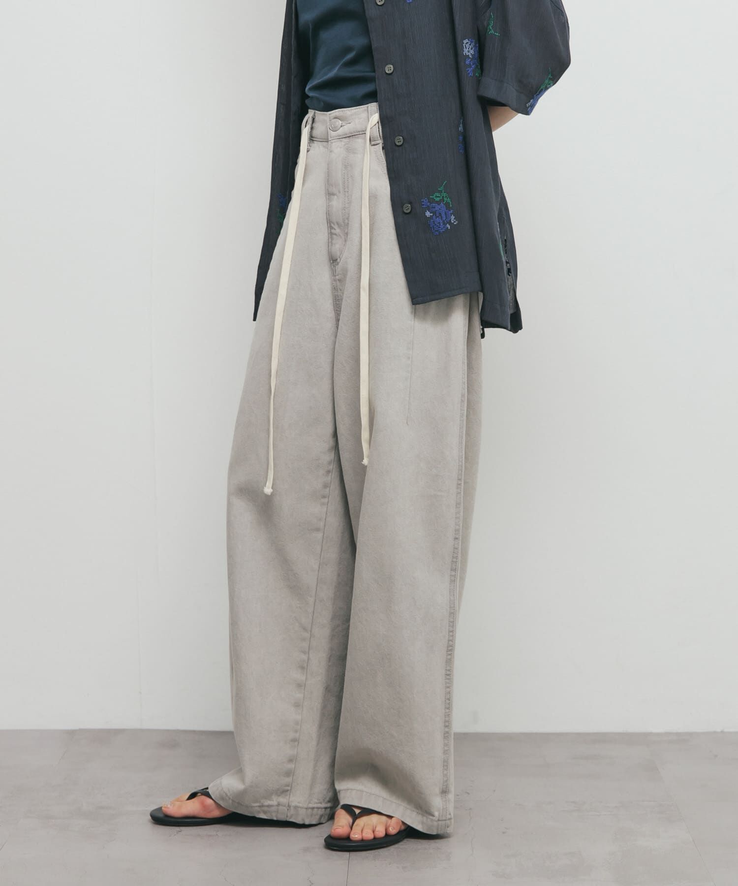  「『2サイズ展開』ドローストリングデニム」|デニム|